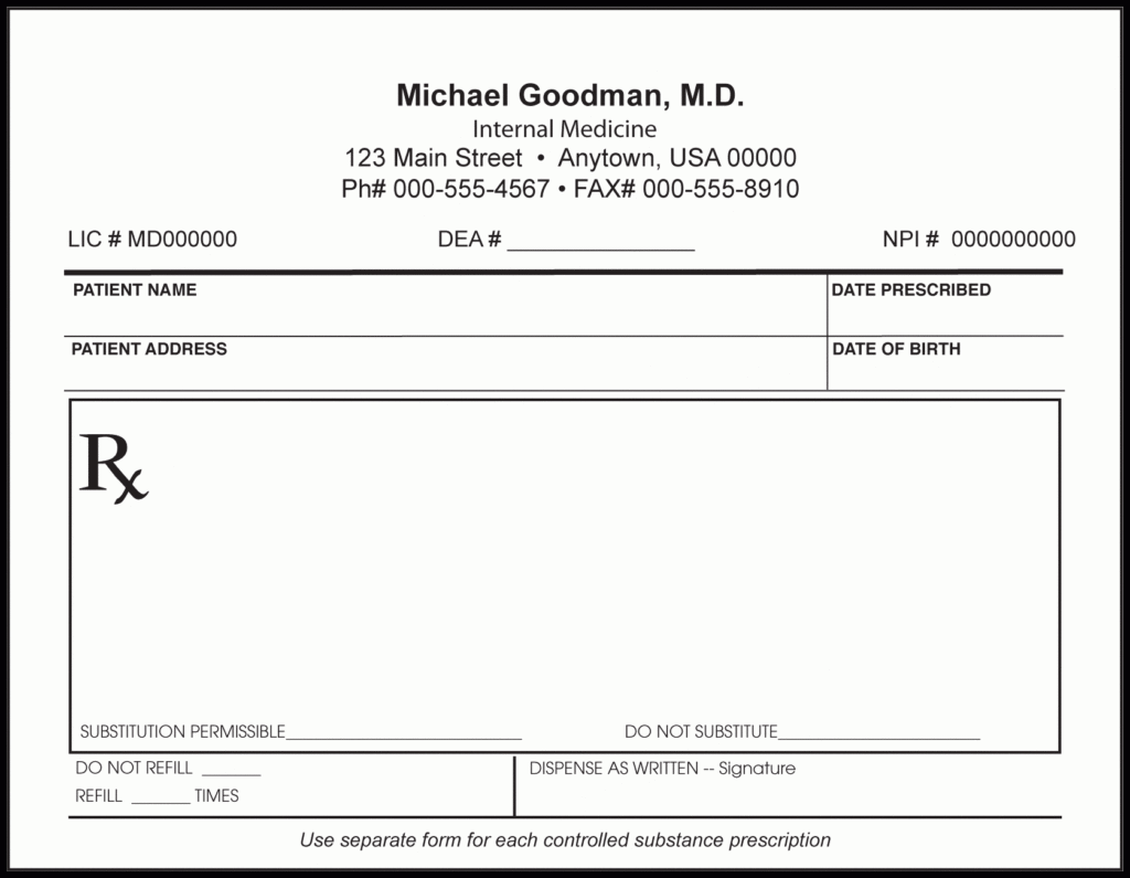 013 Download Example Prescription Forms Template Ideas throughout Blank ...