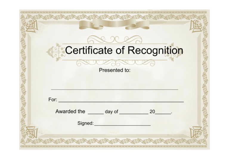 25 Useful Resources Of Certificate Of Recognition Template inside Free ...