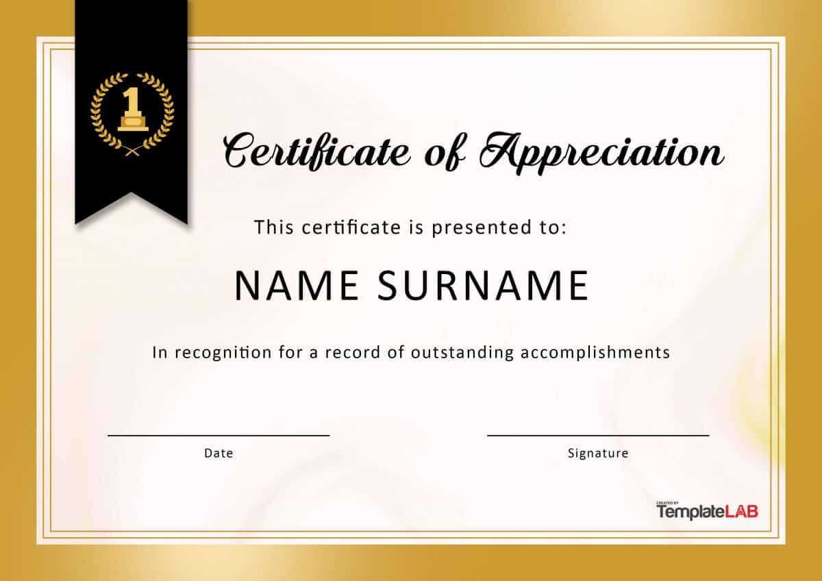 30 Free Certificate Of Appreciation Templates And Letters Within Volunteer Award Certificate Template