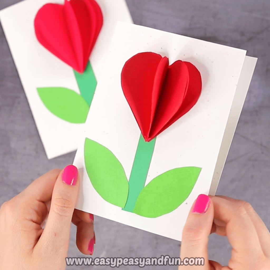 3D Heart Flower Card (With Flower Template) – Valentines And Within 3D ...