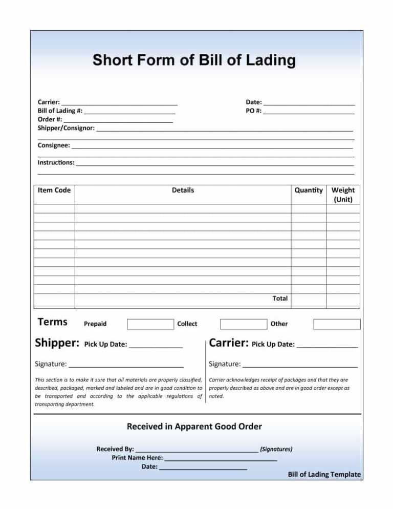 40 Free Bill Of Lading Forms & Templates ᐅ Template Lab with Blank Bol ...