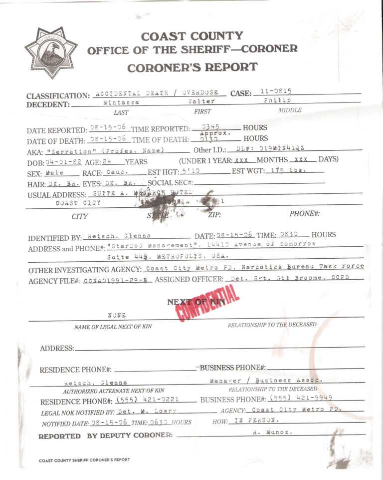 Autopsy Report Template Coroners Format Sample Nes Download With Blank ...