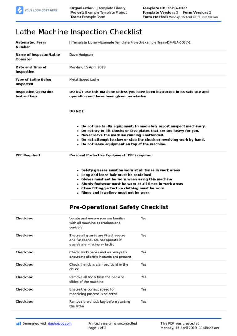 Awesome Machine Shop Inspection Report Template For Your with Shop ...