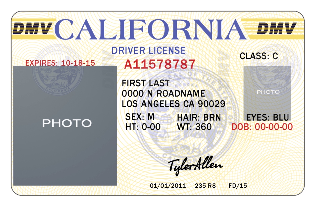 california drivers license blank template