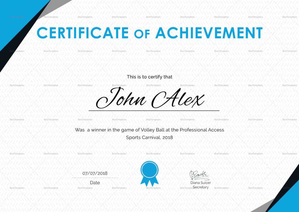 Certificate Of Athletic Achievement Template Pertaining To Athletic ...