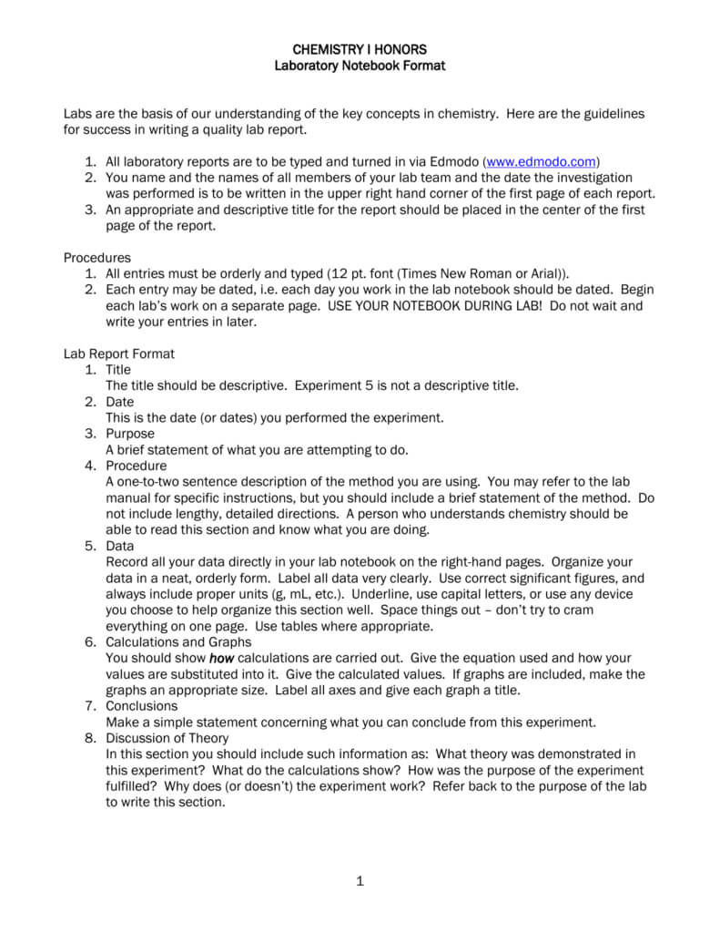  Chemistry Lab Report Template Atlantaauctionco