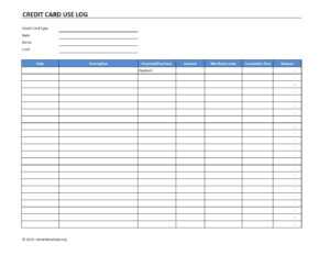 Credit Card Use Log Template | Excel Templates | Excel Within Credit ...