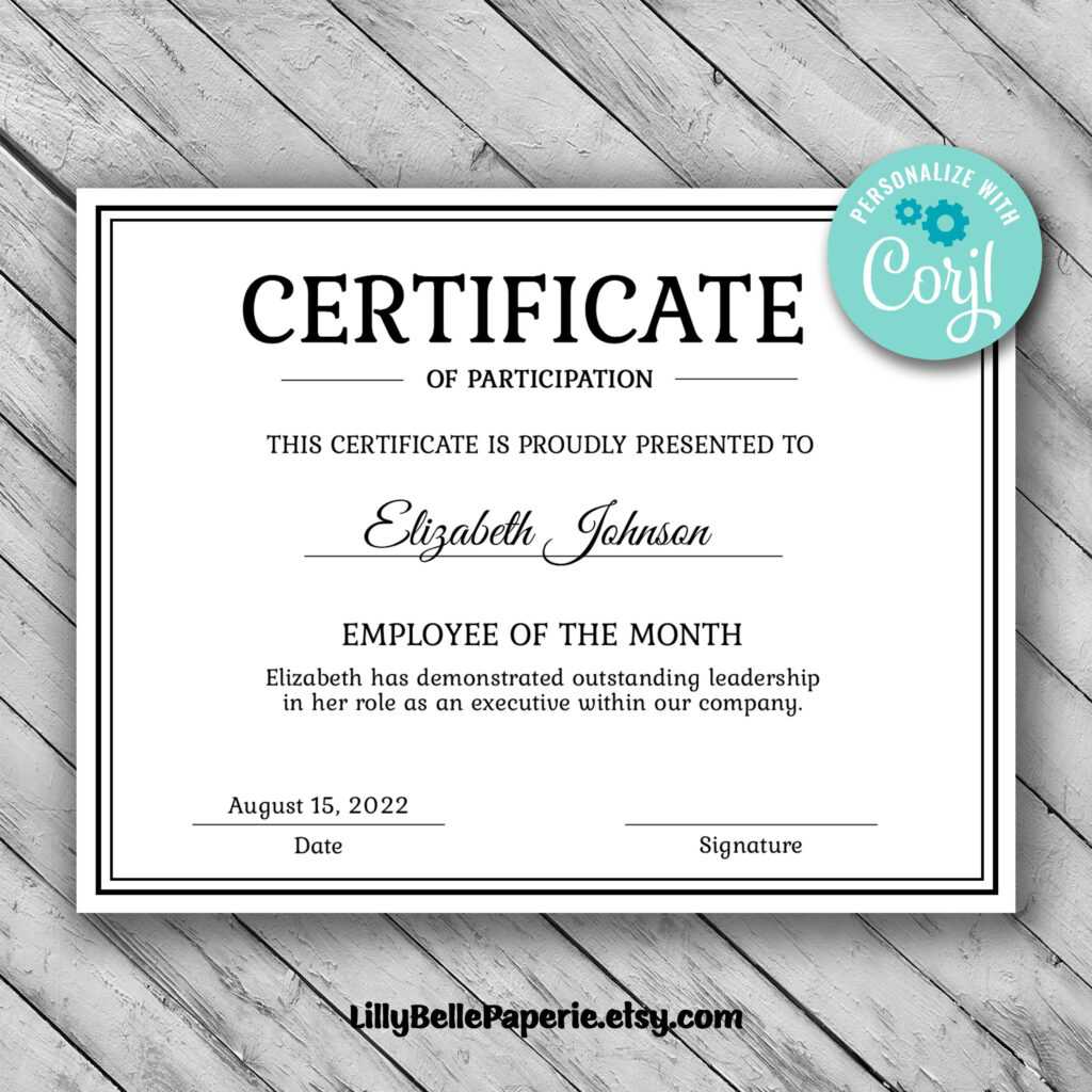 Editable Certificate Template – Employee Of The Month Certificate ...