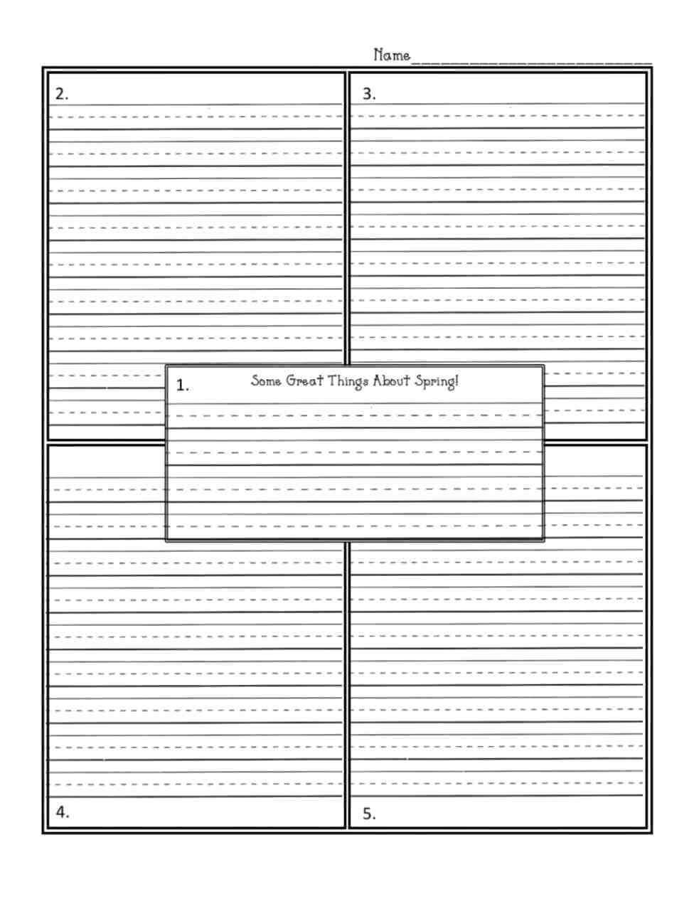 Four Square Writing Worksheet Square Template Printable Throughout