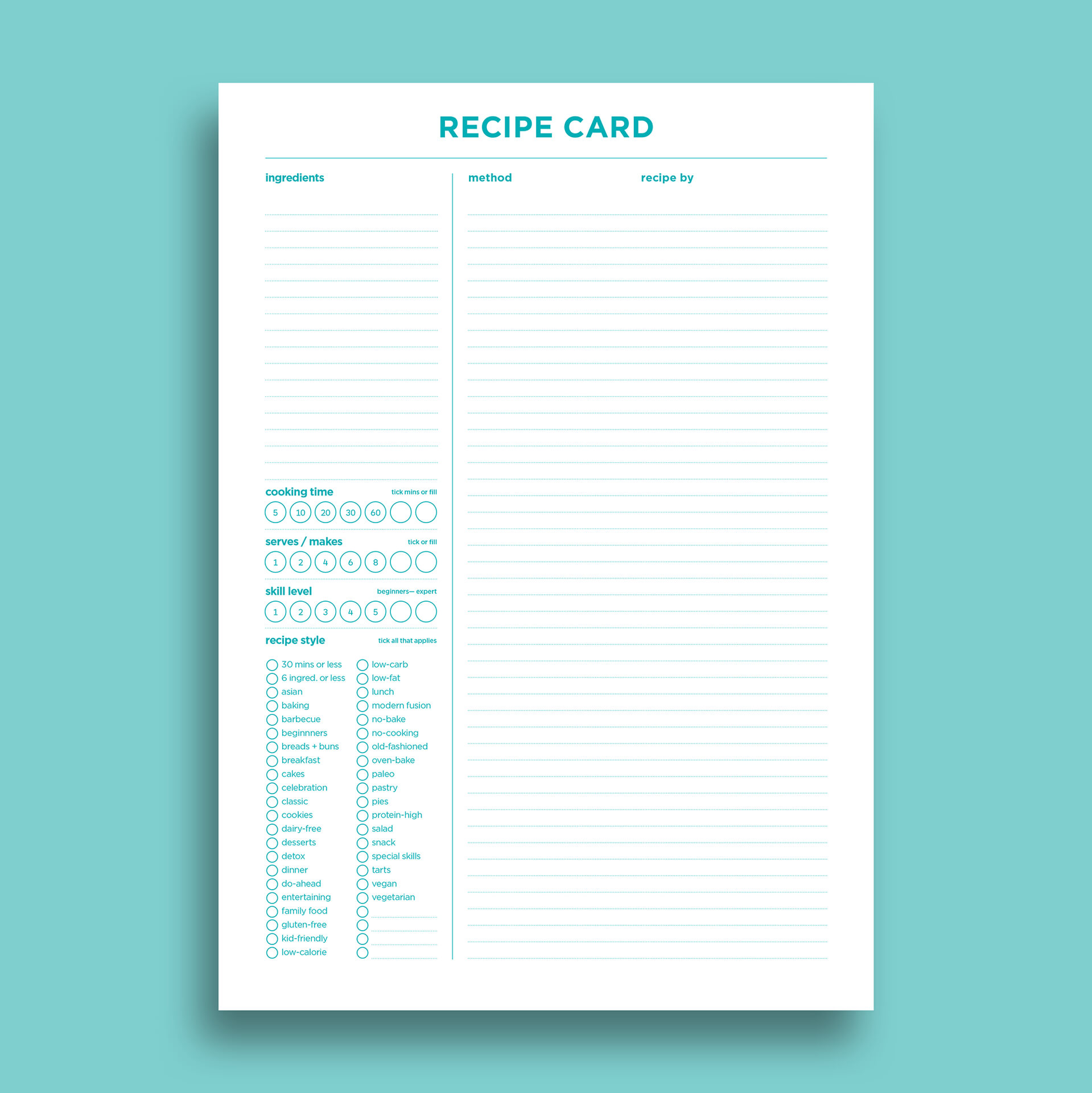 Free Recipe Card Templates For Recipe Card Design Template ...