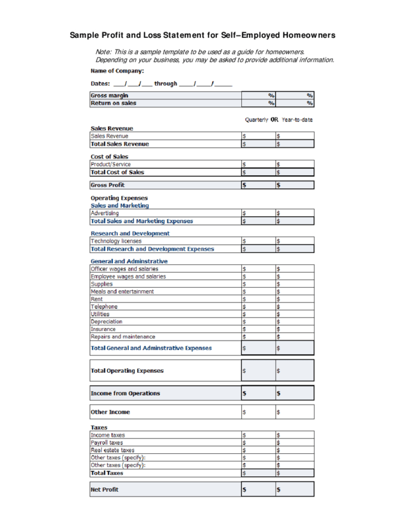 Free Small Business Financial Statement Template With Form Within Excel ...