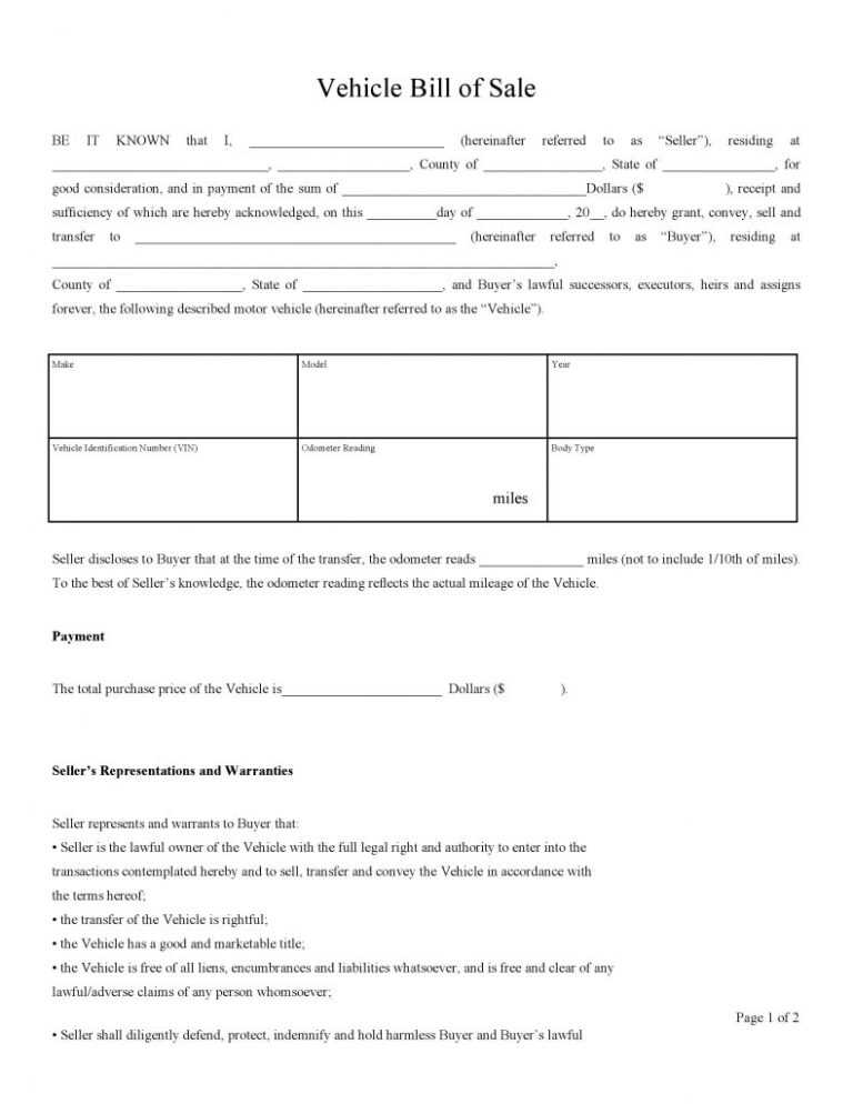 Free Vehicle Bill Of Sale Forms | Pdf | Docx Inside Car Bill Of Sale ...