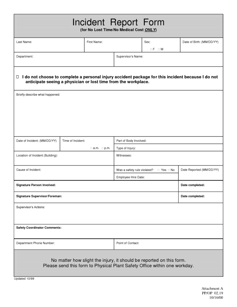 Free Workplace Incident Report Form Template – Hizir in Customer ...