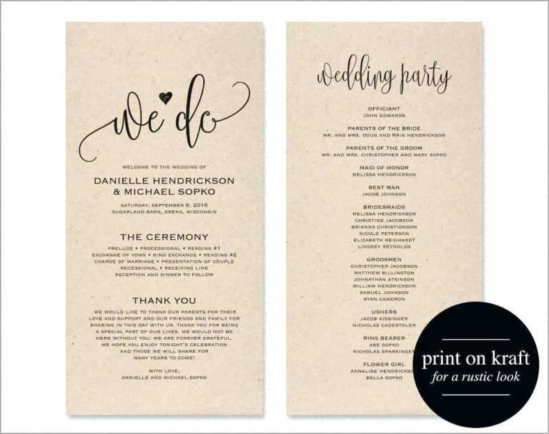 Microsoft Word Wedding Program Template – Wovensheet.co In Free 