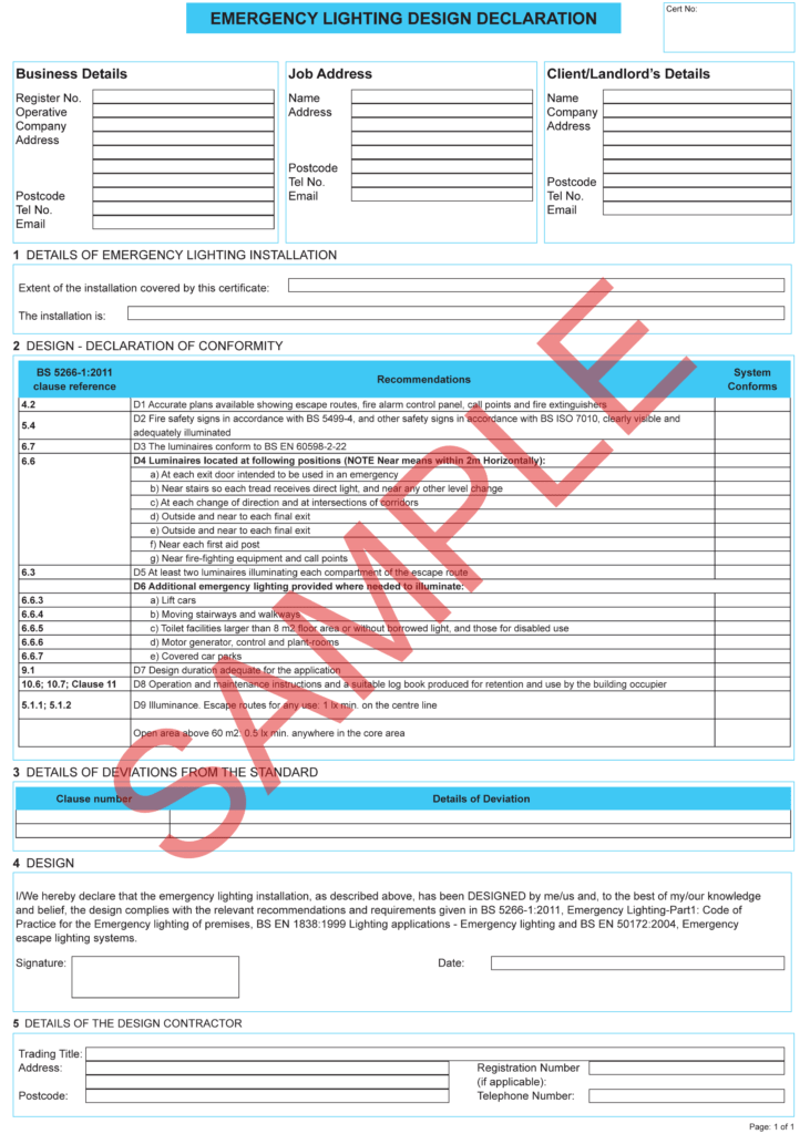 Minor Electrical Installation Works Certificate Template