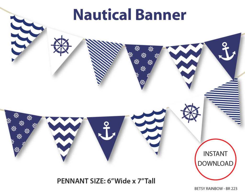 Nautical Banner, Printable Banner, Nautical, Diy Party, Navy regarding Naut...