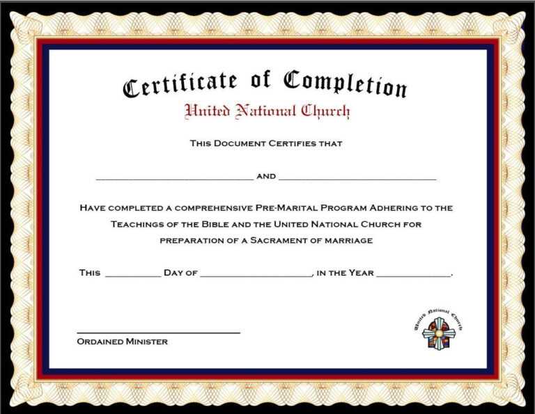 Pack Of 4 Marriage Counseling Completion Certificates For Premarital Counseling Certificate Of Completion Template 768x595 