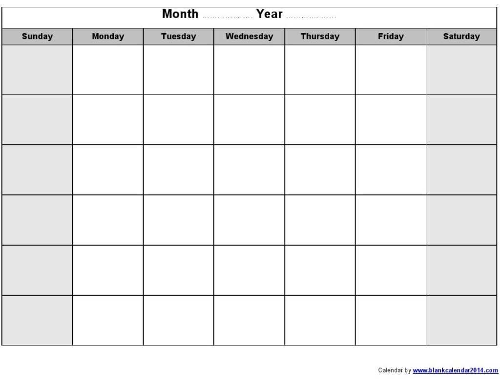 Print Blank Calendar Template Weekly Calendar Template Within Blank ...