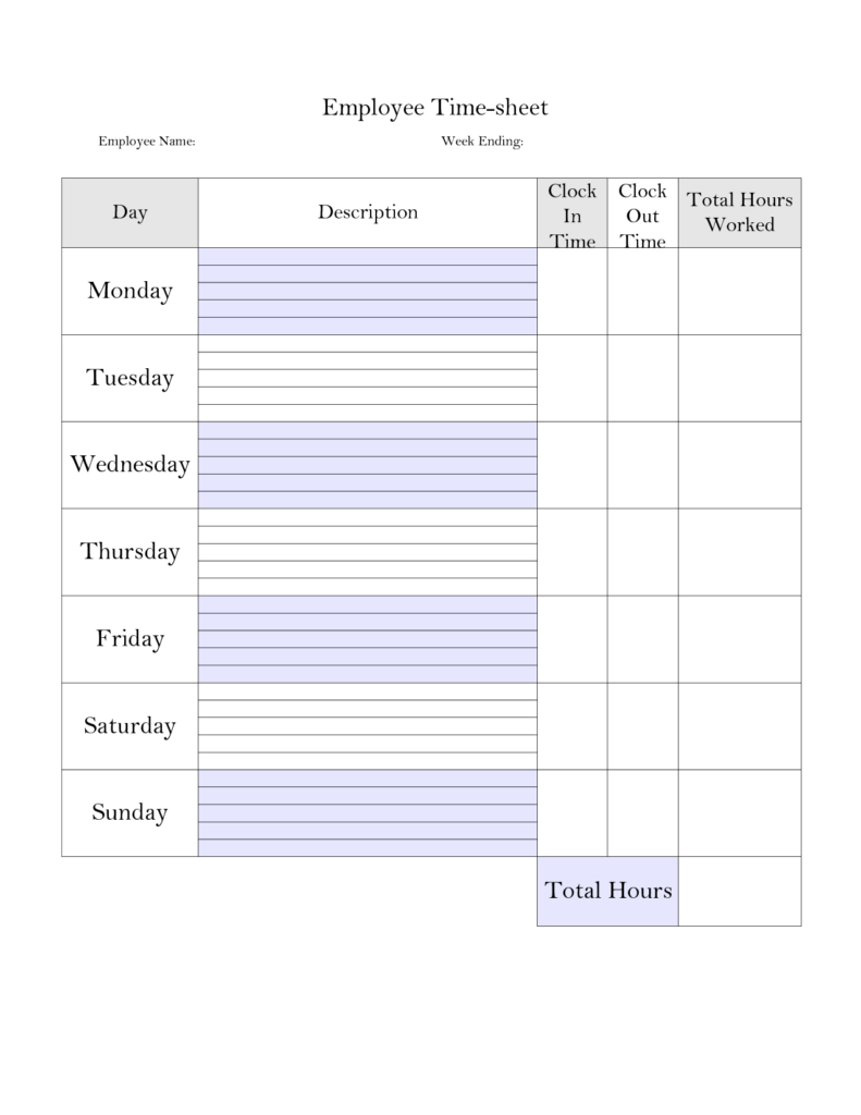 Printable Weekly Time Sheet | Printable Timecard | Teaching Within ...