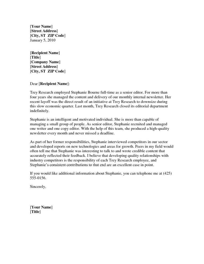 Professional Reference Letter Template Word – Business Form With Regard ...