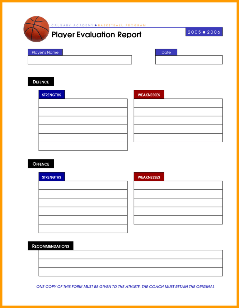 Basketball Player Scouting Report Template