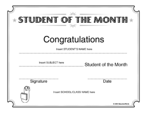 Student Of The Month Certificates | Student Of The Month For Free ...