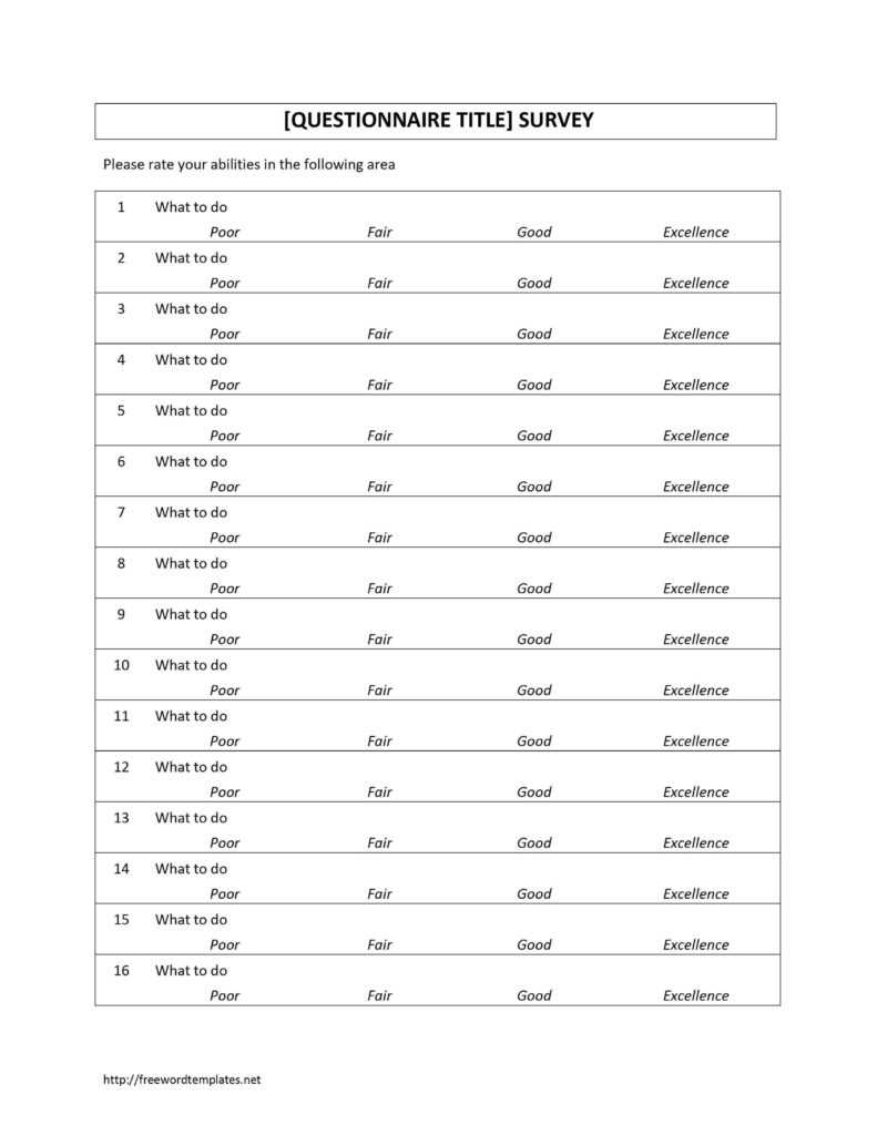 A Questionnaire Template