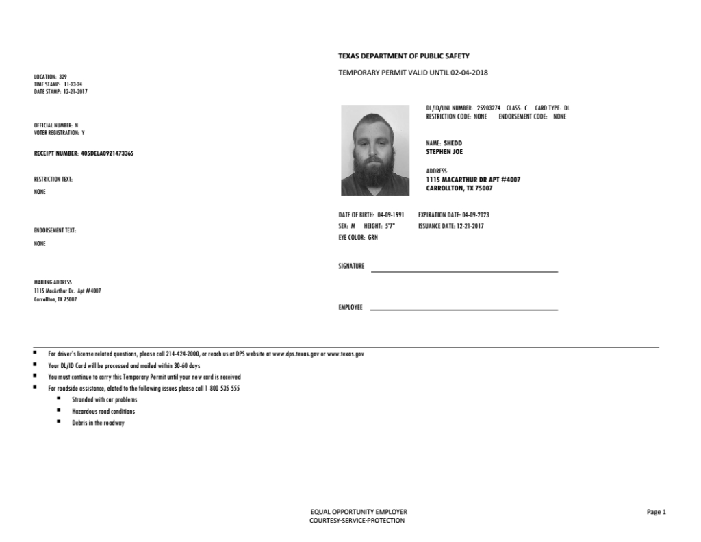 Texas Driver's Permit, Temporary Documents Store Drivers With Texas