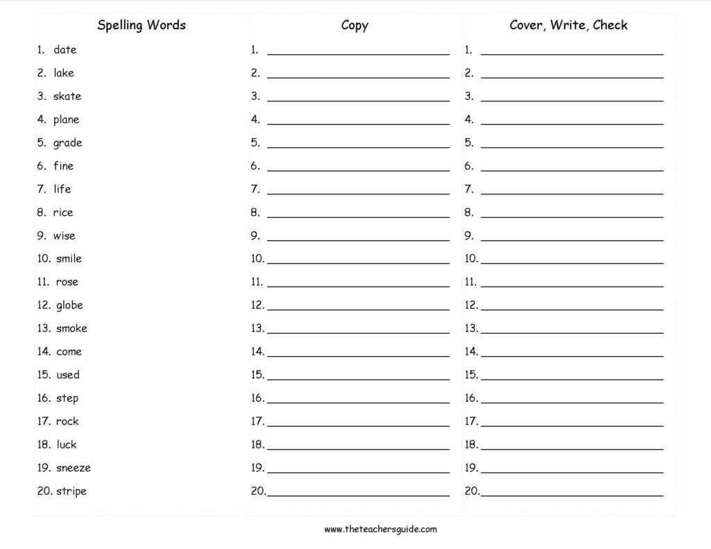 Vocabulary Words Worksheet Template