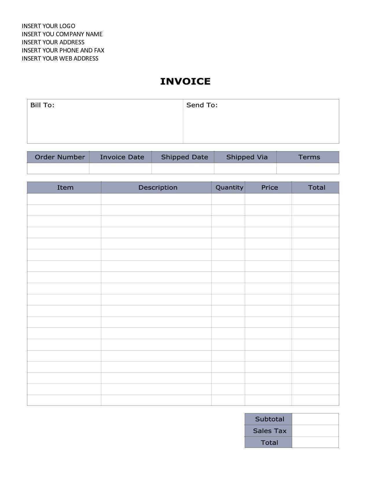 basic microsoft word invoice template