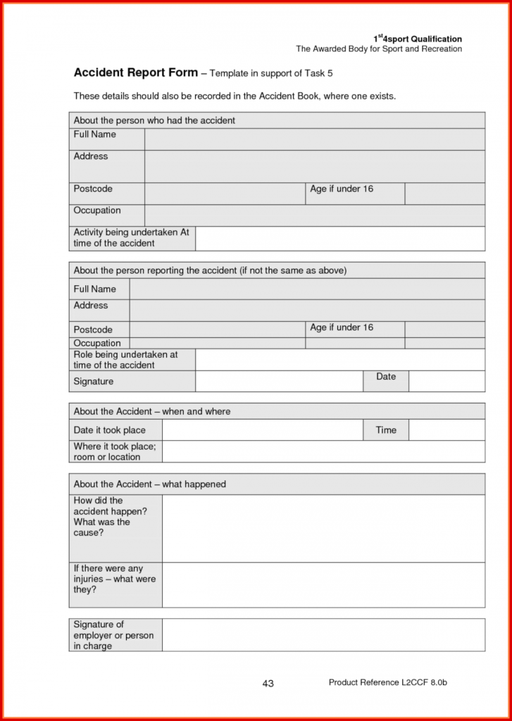 Injury Report Form Template